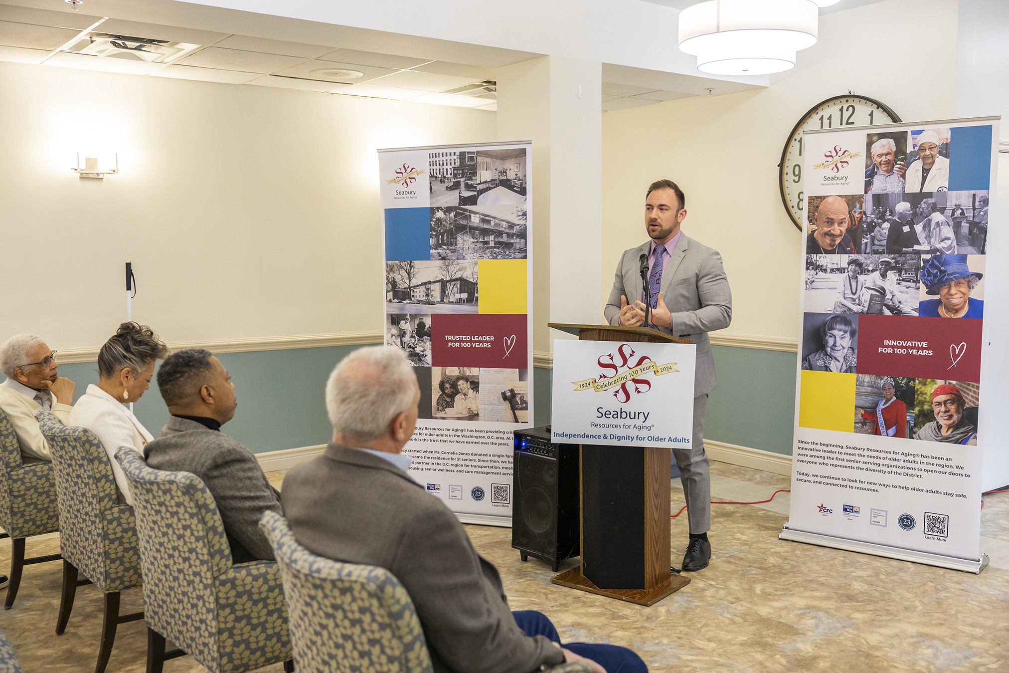 DCHA and Seabury Resources for Aging representatives gather during the Friendship Terrace Open House in Washington, D.C.