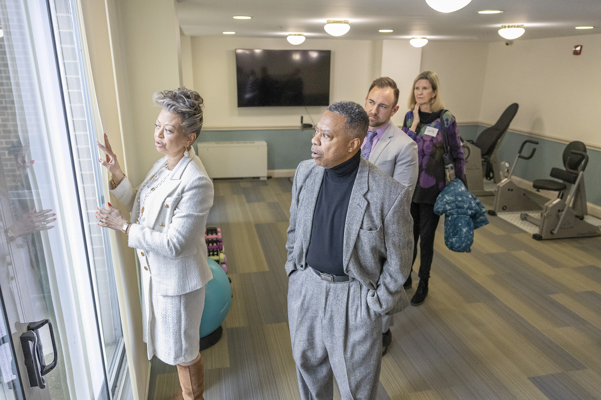 New first-floor exercise room at Friendship Terrace designed for senior residents.